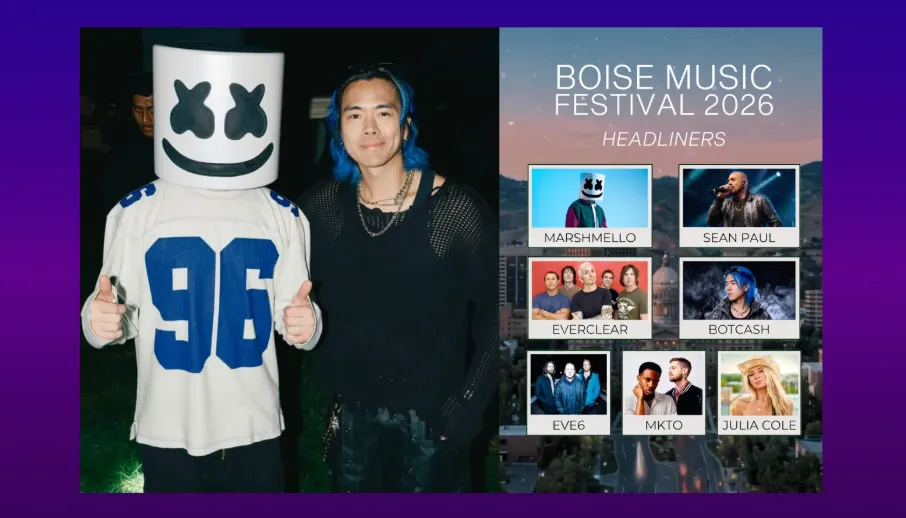 Boise Music Festival poster featuring headliner Marshmello and BOTCASH
