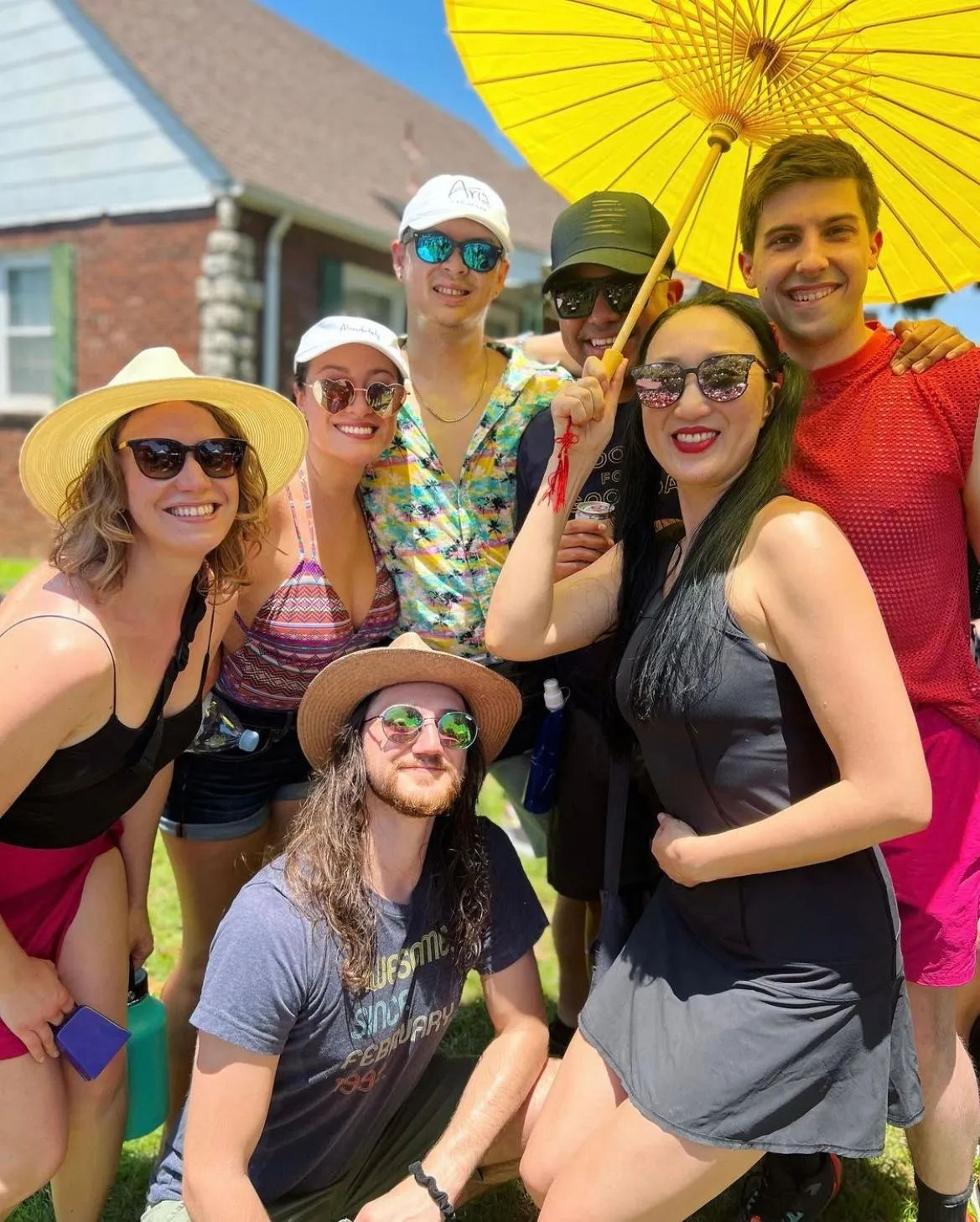 Karin with friends at a summer community event