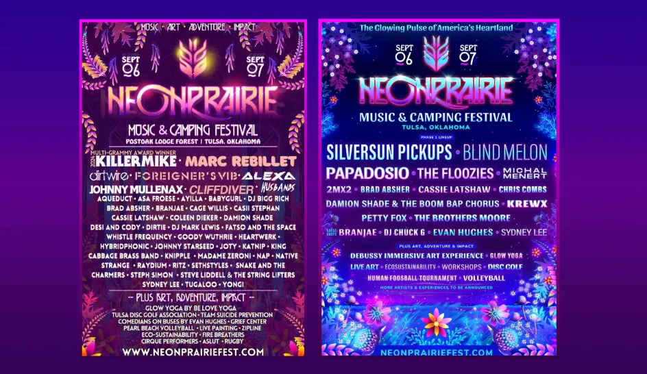 Neon Prairie Music & Camping Festival poster artwork