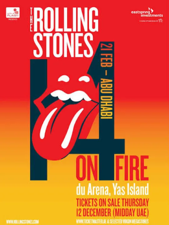 The Rolling Stones On Fire Abu Dhabi event poster